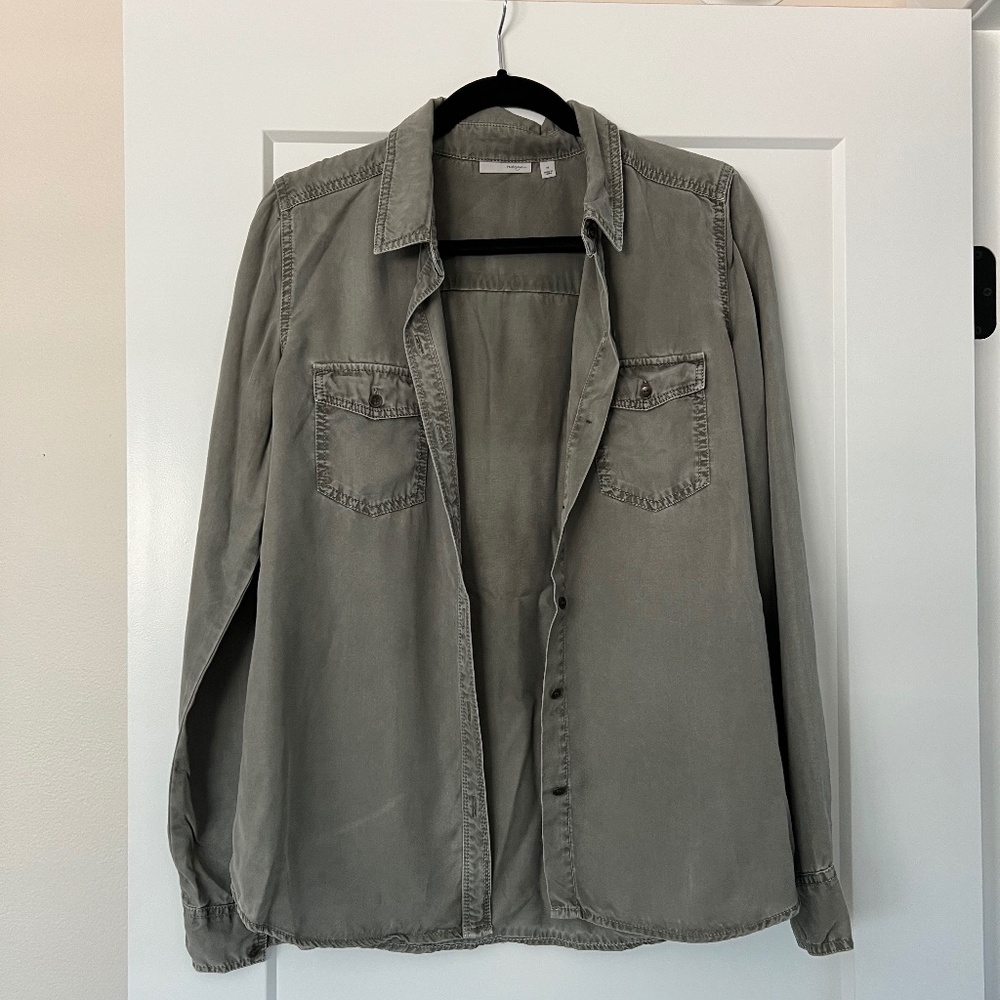 Halogen Women’s Long Sleeve Button Up | Dark Green | Medium